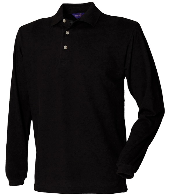 Long sleeve cotton polo shirt