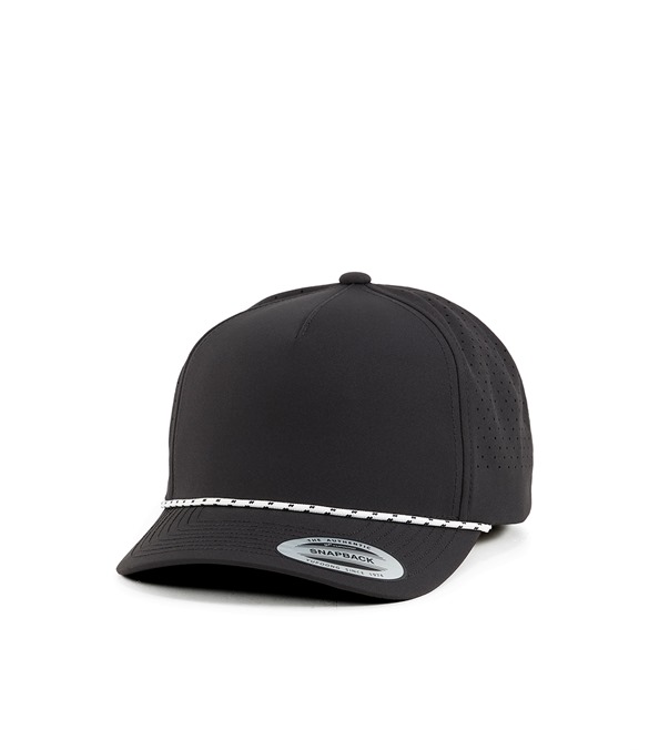 YP Classics 5-panel snapback cap with perforations and braided rope