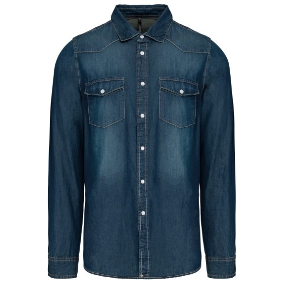 Men's long-sleeved denim shirt