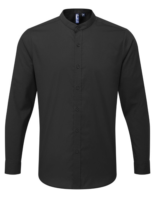 Banded collar grandad long sleeve shirt