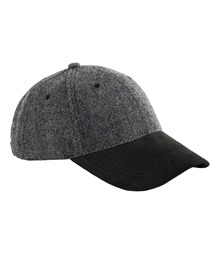 Suede peak herringbone cap
