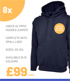 8 x Uneek Olympic Hooded Jumpers