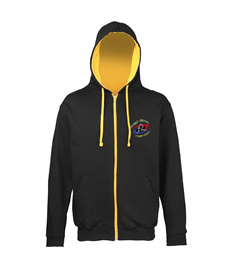 Embroidered Black and Gold Adult Zip Hoodie 