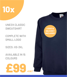 10 x Uneek Classic Sweatshirts